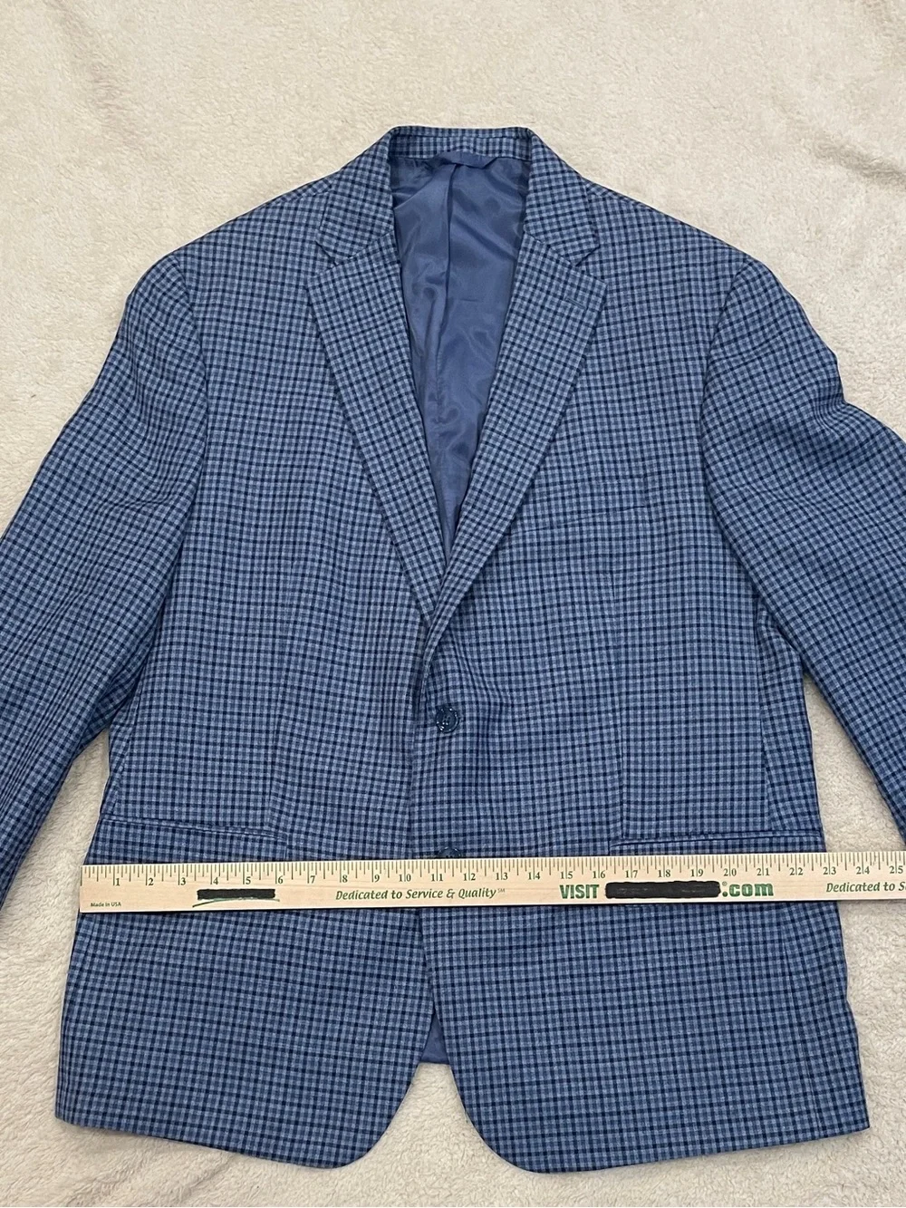 Hart Schaffner Marx Guabello Sobrius Wool Blazer Sport Coat Blue Check Men 48R